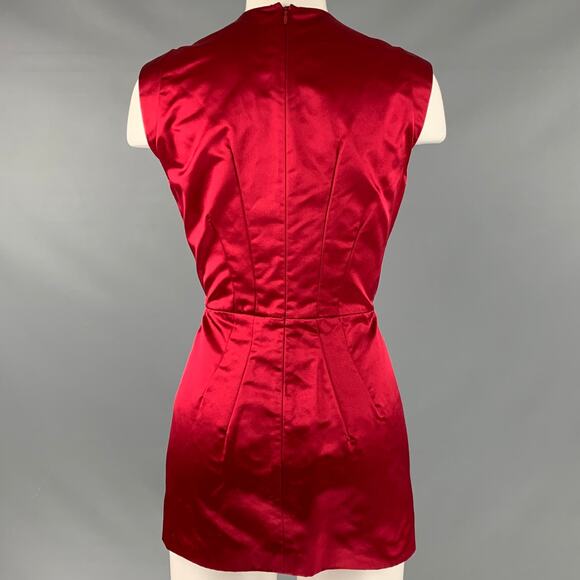 PRADA Size 10 Red Silk Pleated Sleeveless Dress Top - Picture 3 of 10